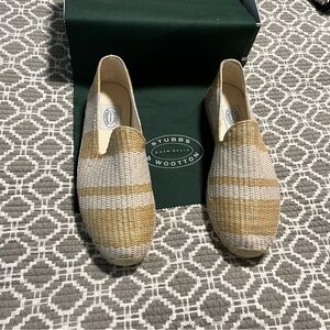 Mens Stubbs & Wootton Basket natural/white size 11 espadrille